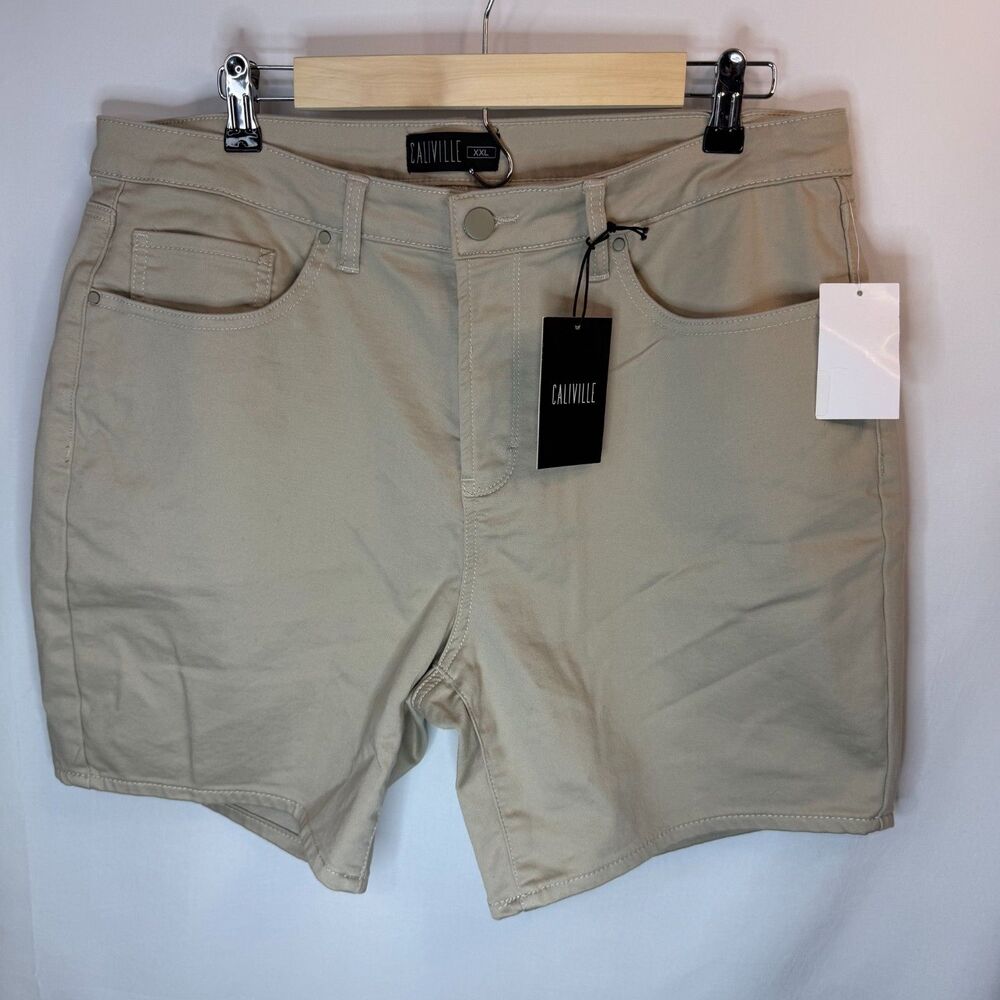 XXL Caliville Men's Chino Shorts NWT Cotton Blend 6.5" Inseam Beige